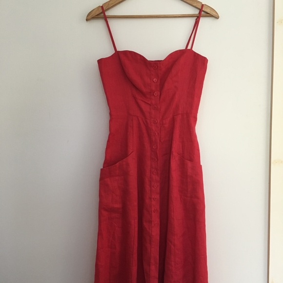 reformation red linen dress